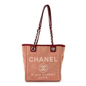 Chanel Canvas Mini Deauville Tote Red #250317C13B